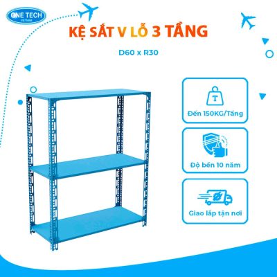 Kệ sắt V lỗ 3 tầng D60 x R30