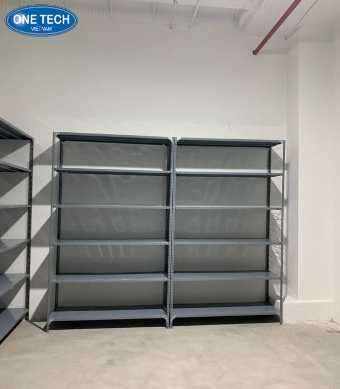 Kích thước tiêu chuẩn của kệ sắt V lỗ 6 tầng x D100cm