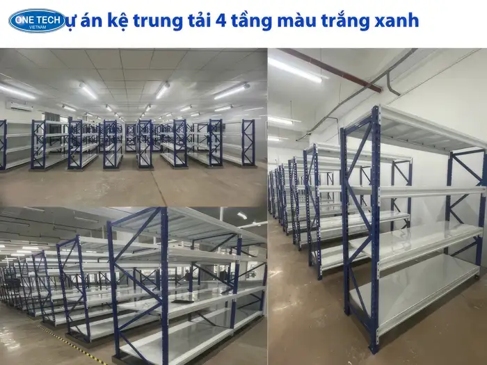 Dự án kệ trung tải màu trắng xanh 4 tầng tại Vũng Tàu