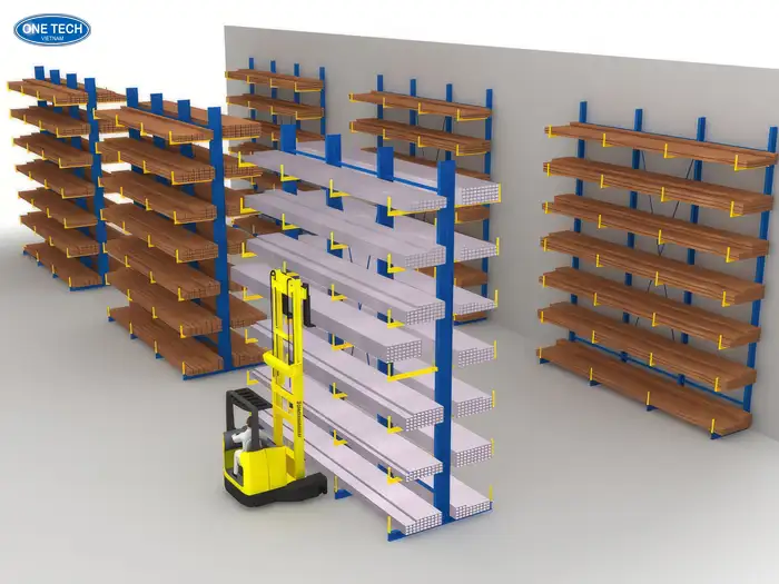 Kệ tay đỡ (Cantilever) tại Sơn La phù hợp cho các hàng hóa có chiều dài vượt trội