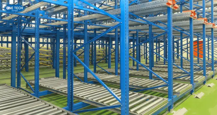 Kệ con lăn (Flow Racking) vận chuyển lắp đặt toàn quốc