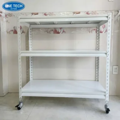 Cấu tạo chi tiết của kệ sắt V cài 3 tầng có bánh xe