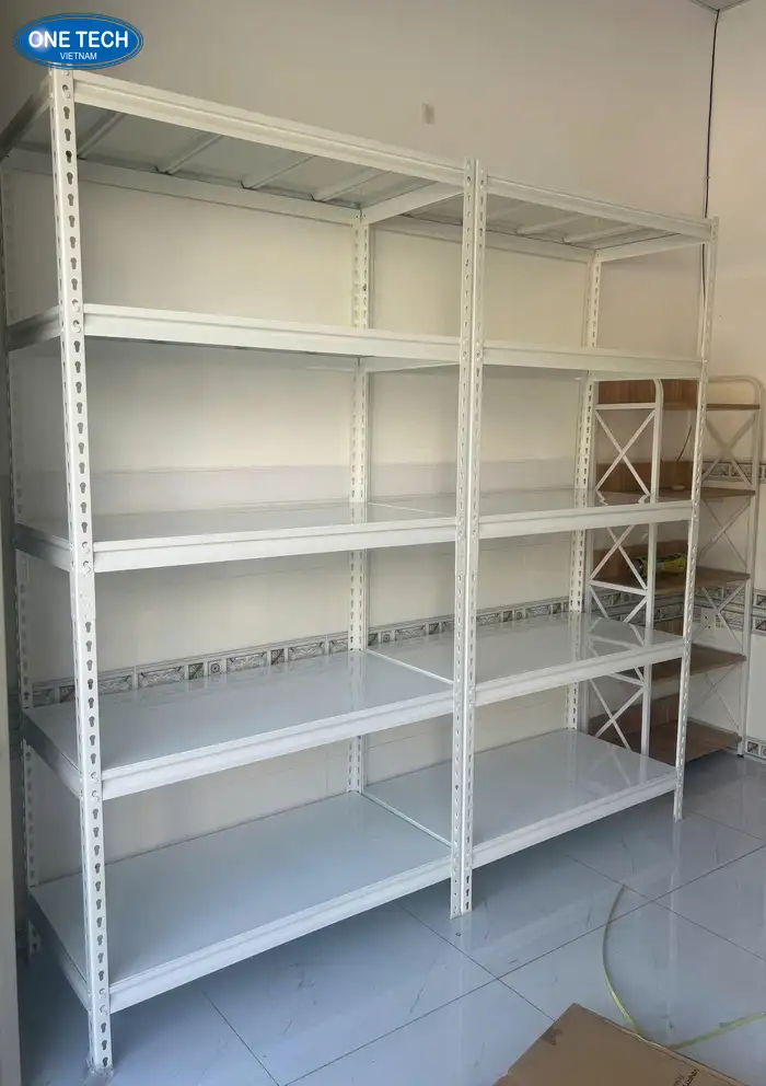 Kệ sắt lắp ráp thông mình màu trắng 5 tầng