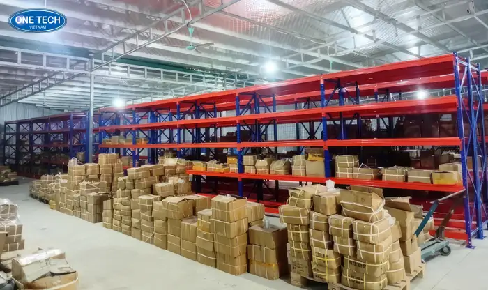 Kệ trung tải để thùng carton màu xanh cam