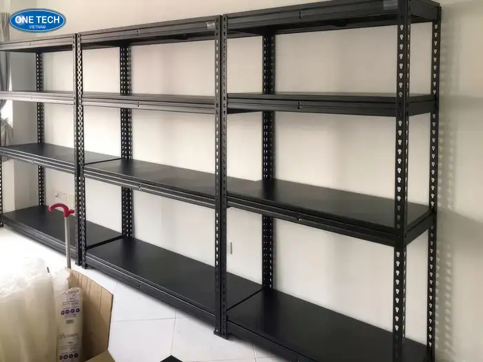 Kệ sơn tĩnh điện bằng sắt V cài 4 tầng thông minh